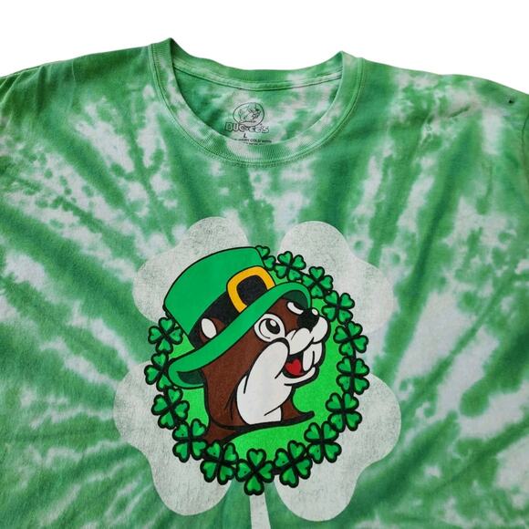 BUCEES TIE DYE T-SHIRT MENS LARGE GREEN IRISH LUCKY ST PATRICK'S GAS STATION TEE - Picture 1 of 8